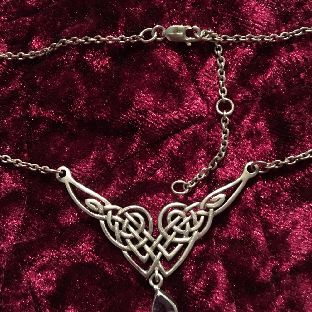 Sterling Silver Celtic Dangle Amethyst Necklace - image 4